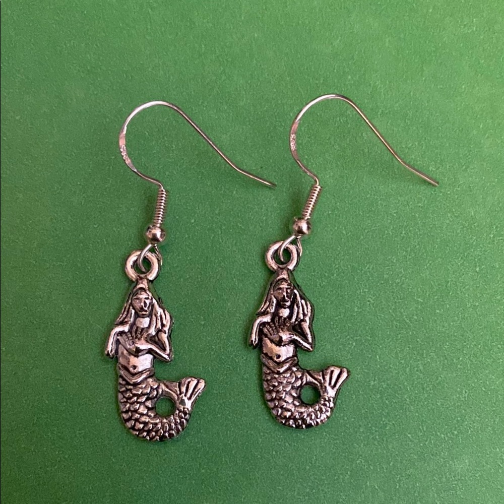 Silver Mermaid Dangle Earrings